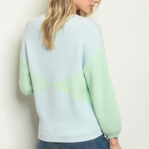 New Blue & Mint Knit Sweater - Picture 2 of 2